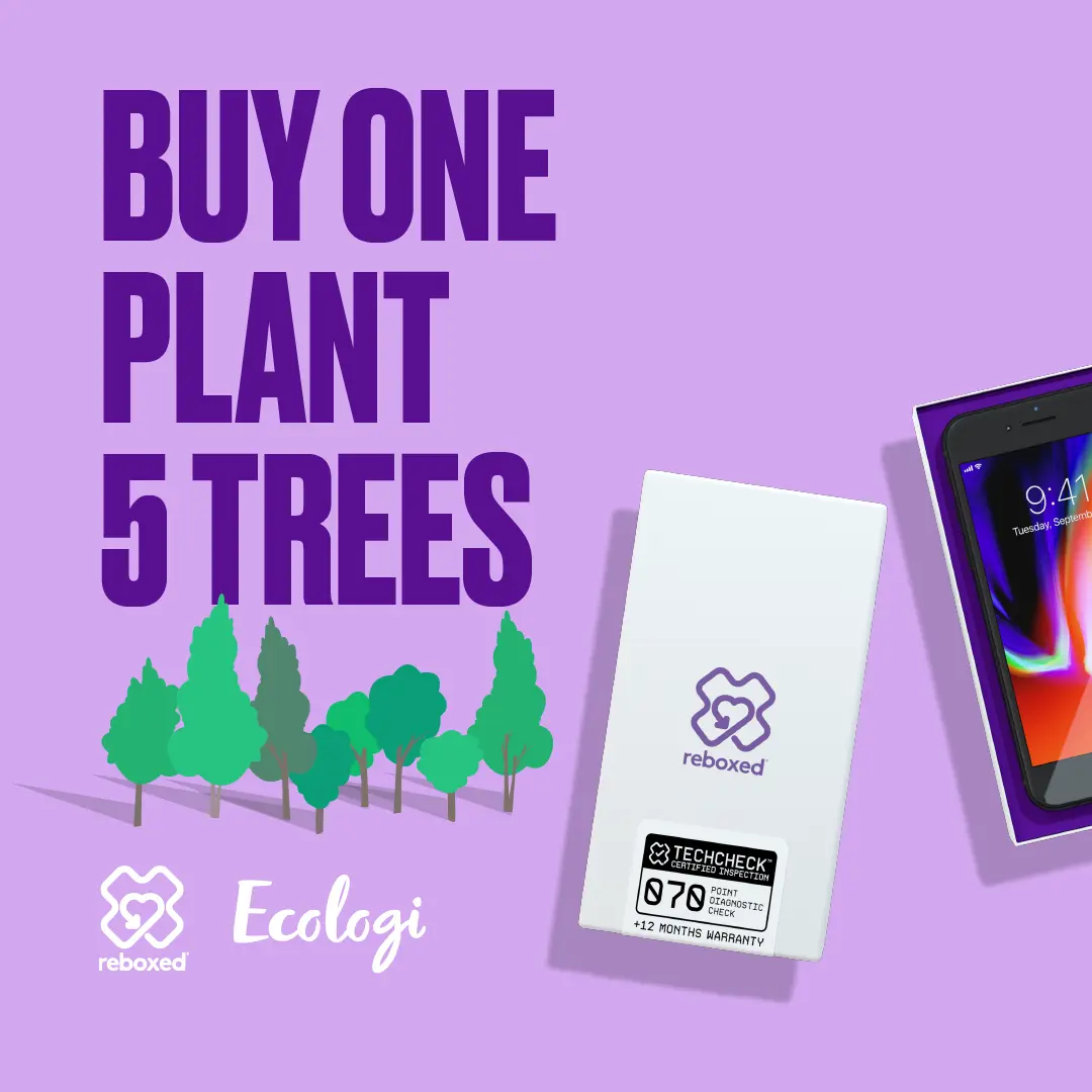 Your new (old) phone is then delivered in a better-than-new reboxed box, so you wouldn’t even know it's pre-loved!""For every phone rehomed, reboxed plants trees.