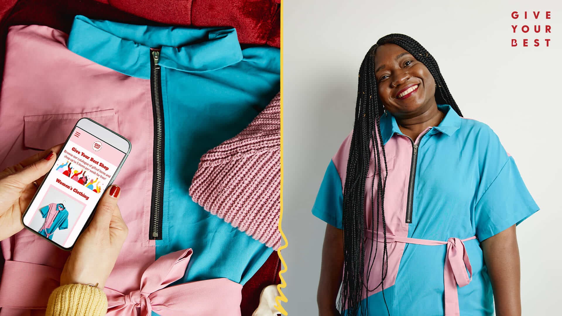 Give Your Best is a tech-based circular enterprise, and they offer an online platform where refugee women and their children who come to the UK can shop second-hand clothing items donated by people all across the UK, plus new items donated by brands, for free. Kemi runs community outreach at Give Your Best. Image source: Give Your Best.