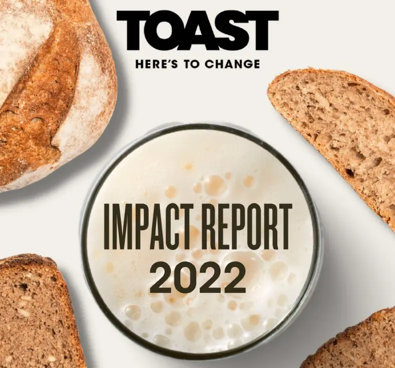 Each year, Toast released a full 2022 Impact Report. In it, they detail how they've saved over 3 million slices of surplus bread, donated over £106k to charity and created heaps of positive impact.